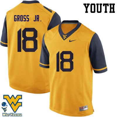 Youth West Virginia Mountaineers NCAA #18 Marvin Gross Jr. Gold Authentic Nike Stitched College Football Jersey NN15B28JD